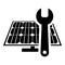 Simple black solar, photovoltaic, renewable energy service vector icon isolated on white background