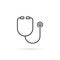 Simple black thin line stethoscope icon