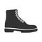 Simple black vector boots icon. Concept tourism, store, shop. Hiking boot icon, vector illustration design. Winter boots