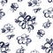 Simple black and white floral seamless pattern