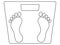 Simple black and white illustration of a weight scale,