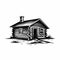 Simple Black And White Log Cabin Vector Art