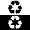 Simple, black and white recycle symbol/icon. Black and white versions