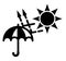 Simple black and white sun uva, uvb protection icon. Sun rays