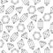 Simple black and white wire framed diamond crystals seamless pattern, vector