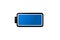 A simple blue battery icon isolated on a white background