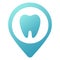 Simple blue icon of dental clinic isolated on white. Trend modern logotype or graphic design emblem. concept of address
