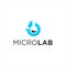 Simple blue micro lab science logo design idea