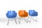 Simple blue and orange plastic chairs