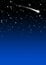 Simple Blue Starry Night Sky Background with Falling Star Tail