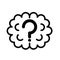 Simple brain fog with question mark black and white outline icon. Flat vector illustration. Isolated on white.