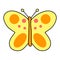 Simple bright stylized butterfly cartoon style doodle vector