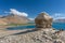 Simple Buddhist stone stupa near the Karzok village in Ladakh, India