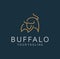 Simple Buffalo Logo Luxury Vintage in a line an outline flat design style Vector. Bison , Bull logo Retro icon line art