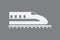 A simple bullet train on rail using white color on dark background vector to mean fast delivery system