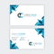 Simple Business Card with initial letter CC rounded edges with a blue and gray corner decoration.