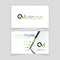 Simple Business Card with initial letter CM rounded edges with green accents as decoration.