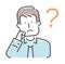 Simple business man upper body  gesture illustration | question, think, problem