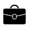 Simple business suitcase/briefcase icon. Black silhouette. Isolated on white