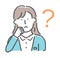 Simple business woman upper body  gesture illustration | question, think, problem