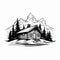 Simple Cabin In Alps: Minimalistic Vector Illustration