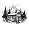 Simple Cabin In Black And White Vector Art