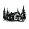 Simple Cabin: Bold Black And White Logo Style Vector Art