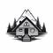 Simple Cabin: Bold Black And White Logo Style Vector Art