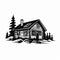 Simple Cabin: Bold Black And White Logo Style Vector Art