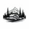 Simple Cabin: Bold Black And White Logo Style Vector Art