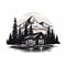 Simple Cabin: Bold Black And White Logo Style Vector Art