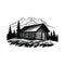 Simple Cabin: Bold Black And White Logo Style Vector Art
