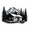 Simple Cabin: Bold Black And White Logo Style Vector Art