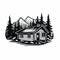 Simple Cabin: Bold Black And White Logo Style Vector Art