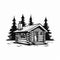 Simple Cabin: Bold Black And White Logo Style Vector Art