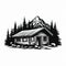 Simple Cabin: Bold Black And White Logo Style Vector Art