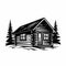 Simple Cabin: Bold Black And White Logo Style Vector Art