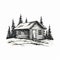 Simple Cabin: Bold Black And White Logo Style Vector Art