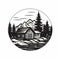 Simple Cabin: Bold Black And White Logo Style Vector Art