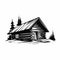 Simple Cabin: Clean And Bold Black And White Vector Art