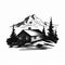 Simple Cabin: Rustic Mountains Vector Illustration