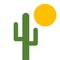 Simple cactus and sun icon in a flat style