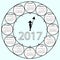 Simple Calendar 2017 circles clock time year.