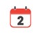 Simple calendar with date 2, day two logo design. Calendar icon flat day 2. Reminder symbol. Event schedule date.