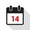 Simple calendar icon 14 on white background