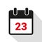 Simple calendar icon 23 on white background