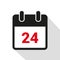 Simple calendar icon 24 on white background