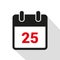 Simple calendar icon 25 on white background