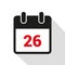 Simple calendar icon 26 on white background