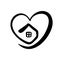 Simple Calligraphy House with heart. Real Vector Icon. Consept comfort and protection. Architecture Construction for design. Art